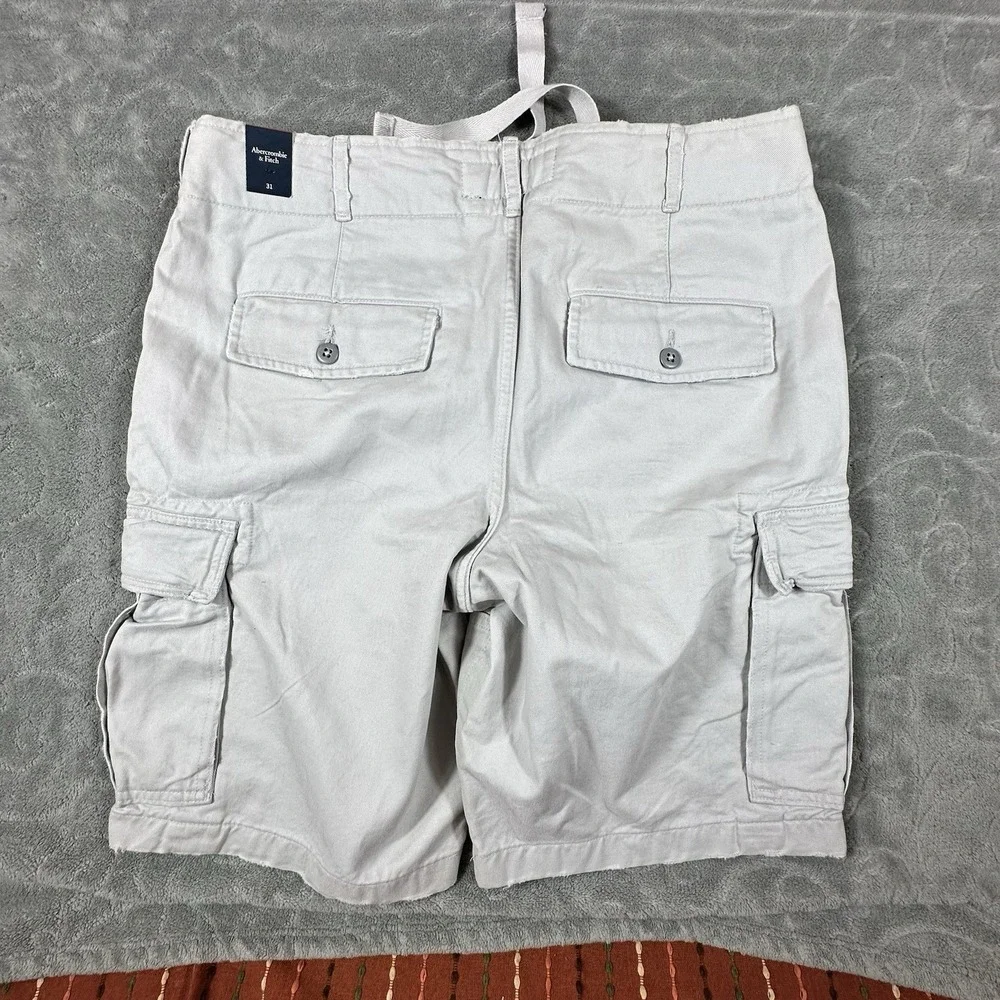 Abercrombie & Fitch Cotton Cargo Shorts Men 31 Heavy Button Fly Drawstring Y2K